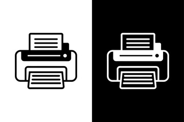 Printer Machine Icon with Newspaper Output — Minimal Outline Vector Design.