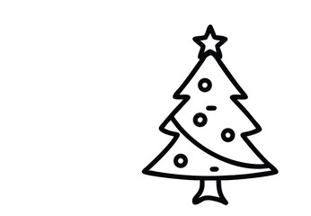 Fototapeta premium Festive Silhouette: A charming line art illustration of a Christmas tree, adorned with ornaments and a star, evoking the joy and warmth of the holiday season.