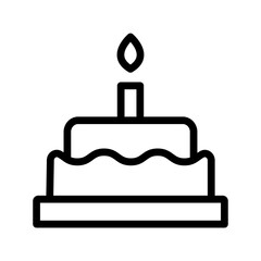 Birthday Cake Line Icon Minimal Celebration and Party Symbol for Anniversary, Event, and Festive Concepts
