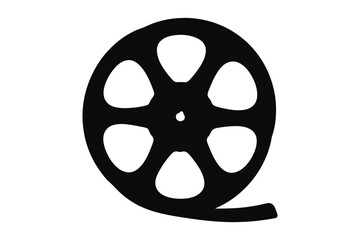 Obraz premium film reel, film strip silhouette, film strip frame silhouette vector illustration