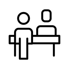 Reception Desk with Customer Icon Hotel Check‑In Outline Vector