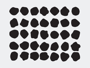 Set of 35 Abstract Black Blob Shapes Editable Vector Bundle