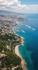 Aerial view of jounieh city, coastline and bay, lebanon, middle east.