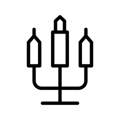 Candelabra with Three Candles Icon Candle Holder Outline Vector