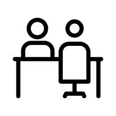  Face-to-Face Meeting at Desk Icon Interview & Consultation Outline Vector