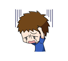 不安で泣き出す男の子のイラスト