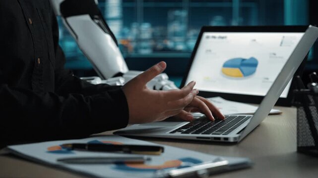 At a goal-oriented meeting, an AI assistant sifts through complex data, revealing underlying patterns that shape a more targeted marketing framework and shared strategy. Noogenesis AI