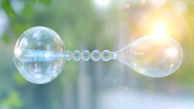 The Link of Life: An artistic depiction of interconnected transparent spheres, representing a critical scientific concept in a clean, natural setting.