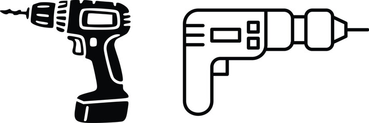 Drill machine icon outline ilustration vector symbol Drill machine icon vector illustration isolated Electric Power Drill Vector Icon Set Construction drill machine icon set , tools icon. illustration