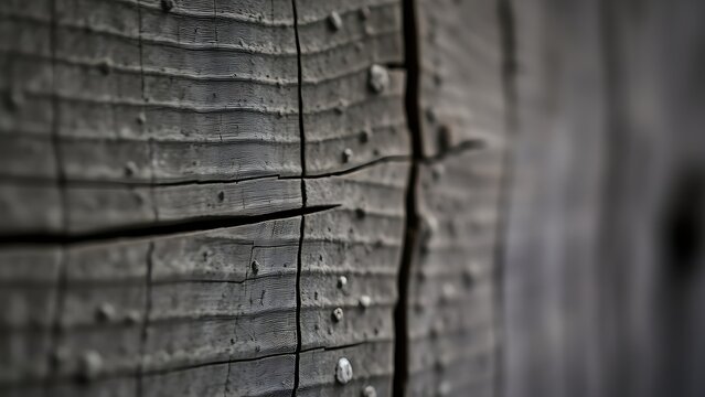 Close-up of weathered wood texture, accentuated by directional light and fine details.