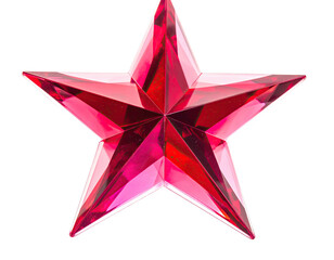 Obraz premium A faceted, ruby-red star gemstone with sharp points and an intricate, symmetrical central design