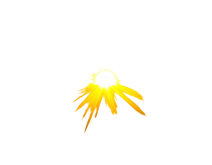 Bright, radiant burst of golden light radiates outward on a black background