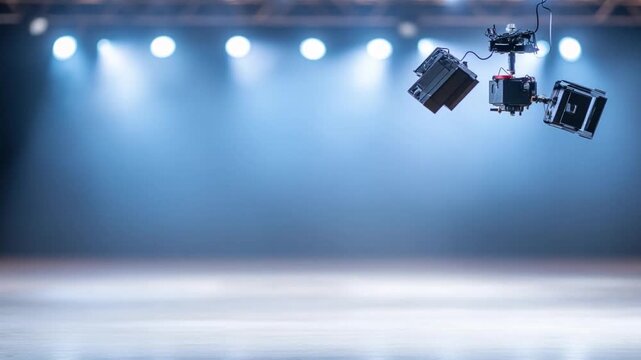 Stage Lighting: A captivating spectacle of radiant illumination, stage lights pierce the dimness. Spotlight creates an ambience