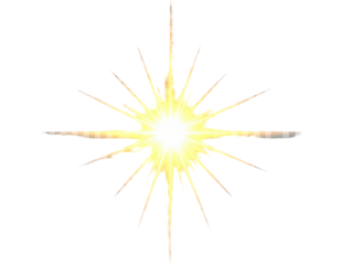 A bright, radiant starburst with sharp, emanating light rays against a black background