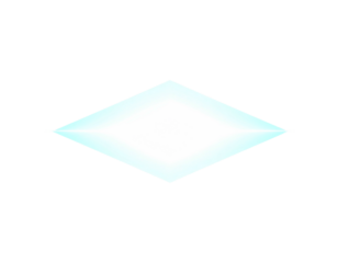 Glowing rhombus shape with bright white and light blue gradient on black background