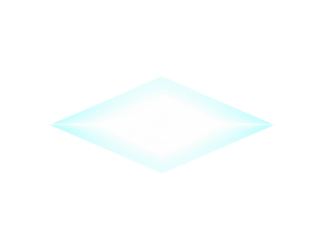 Glowing rhombus shape with bright white and light blue gradient on black background - Powered by Adobe