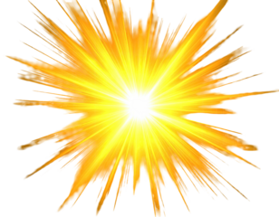 A bright, radiant explosion of yellow and orange light bursts outwards