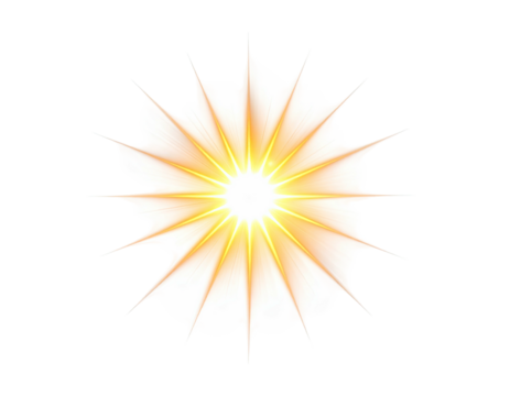 Bright sunburst with sharp, pointed rays radiating outwards, glowing