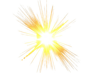 Fototapeta premium Bright radiant explosion of golden and yellow light on black background