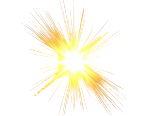 Bright radiant explosion of golden and yellow light on black background