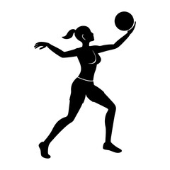 silhouette of a young woman basketball player 