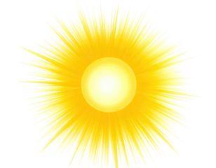 A radiant yellow sphere surrounded by bright, sharp, energetic rays of light