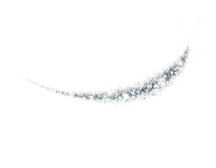 A sparkling, luminous trail with a starburst against a black background