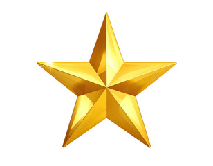 A shiny, five-pointed golden star with sharp points and highlights