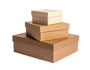 Stacked cardboard gift boxes of varying sizes