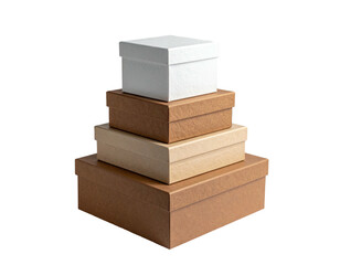 Stack of four rectangular storage boxes, varying colors and sizes