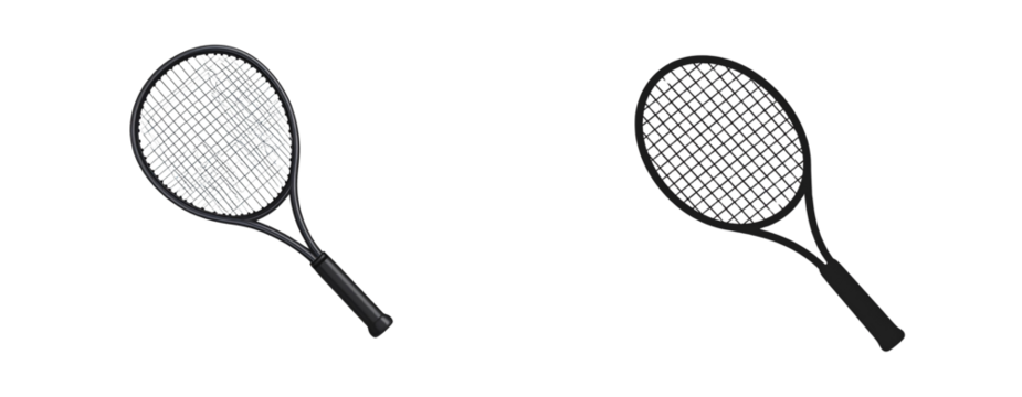 Classic Black Tennis Racket Vector Icon Isolated on White Background