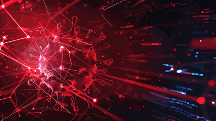 赤いデジタルグリッチが印象的なニュース速報風背景のベクターアート