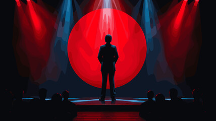 演説を行う政治家と聴衆を描いたリーダーシップの象徴的ベクターアート