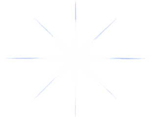 Bright white starburst with thin blue outline on black background