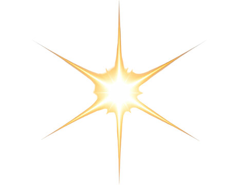 Bright starburst glowing with six sharp points on a black background