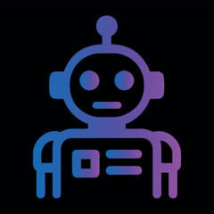 Obraz premium Technology icon vector illustration of a gradient colored robot with a square body on black background