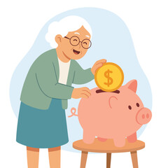 Saving Money with Piggy Bank Illustration