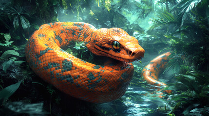 Design a frightened snake with exaggerated cartoon features