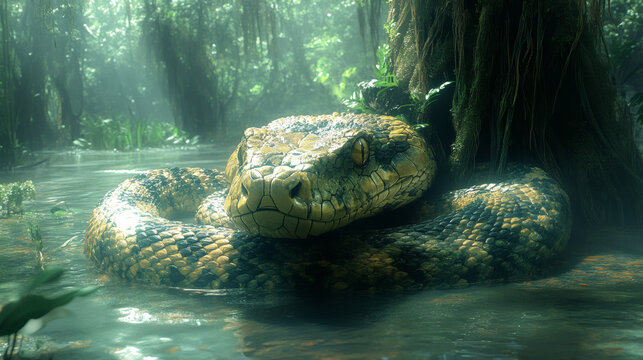 Design a snake appearing to flinch in fear, with tense muscles