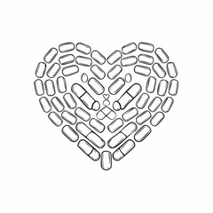 Heart Shape Formed by Medical Capsules Outline.