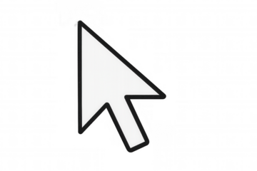 White computer mouse cursor pointing and selecting with digital interface control on transparent background