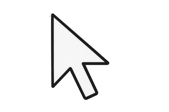 White computer mouse cursor pointing and selecting with digital interface control on transparent background