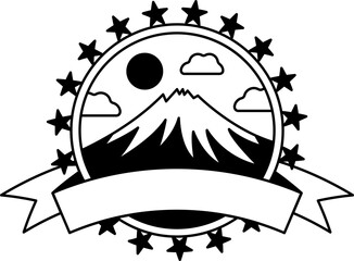 black and white logotype of a Mountain landscape