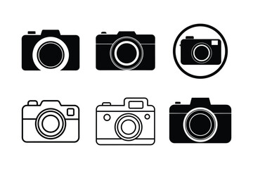 Camera Icons Set Vector Collection in Black Silhouette Style