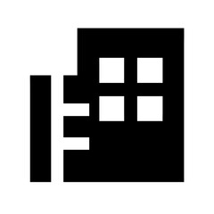 Black building icon for web design element