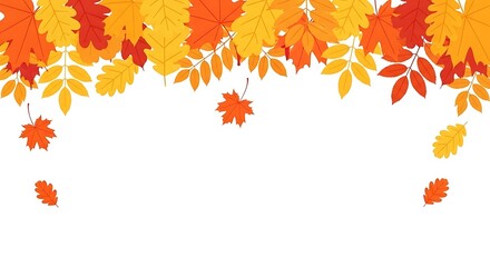 Colorful falling autumn leaves border on a background