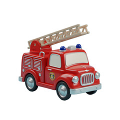 3D Render Fire Truck Transparent