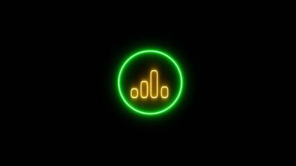 A digital illustration of a stock market graph. Market Recovery Concept. up business graph icon on black background.