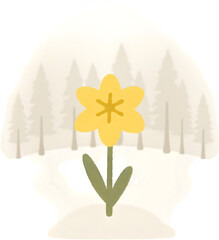 눈속에서피어난노란복수초한송이