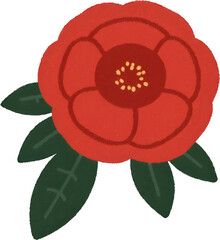 중앙배치_빨간동백꽃_흰배경_일러스트